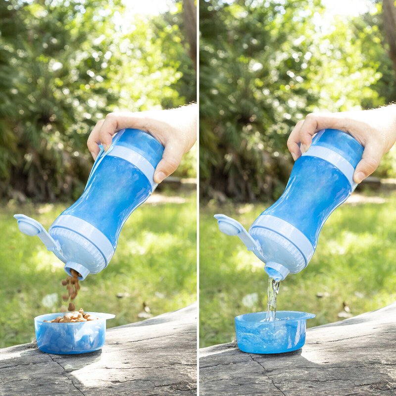 Botella con Depósito de Agua y Comida para Mascotas 2 en 1 Pettap - Pequiti