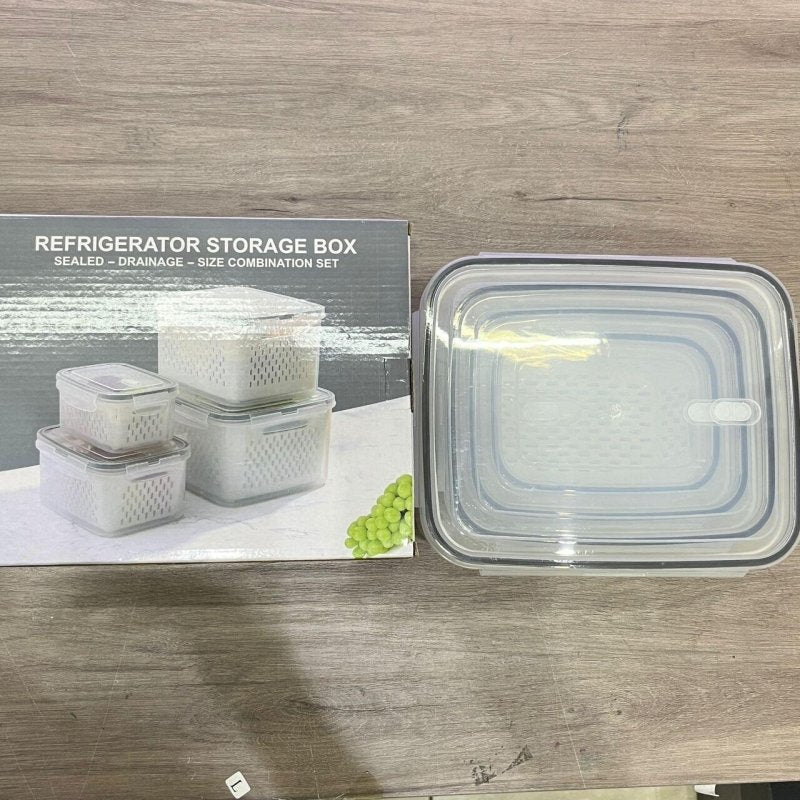 Set de 4 Recipientes de Almacenamiento Fresco con Colador y Tapa - Pequiti